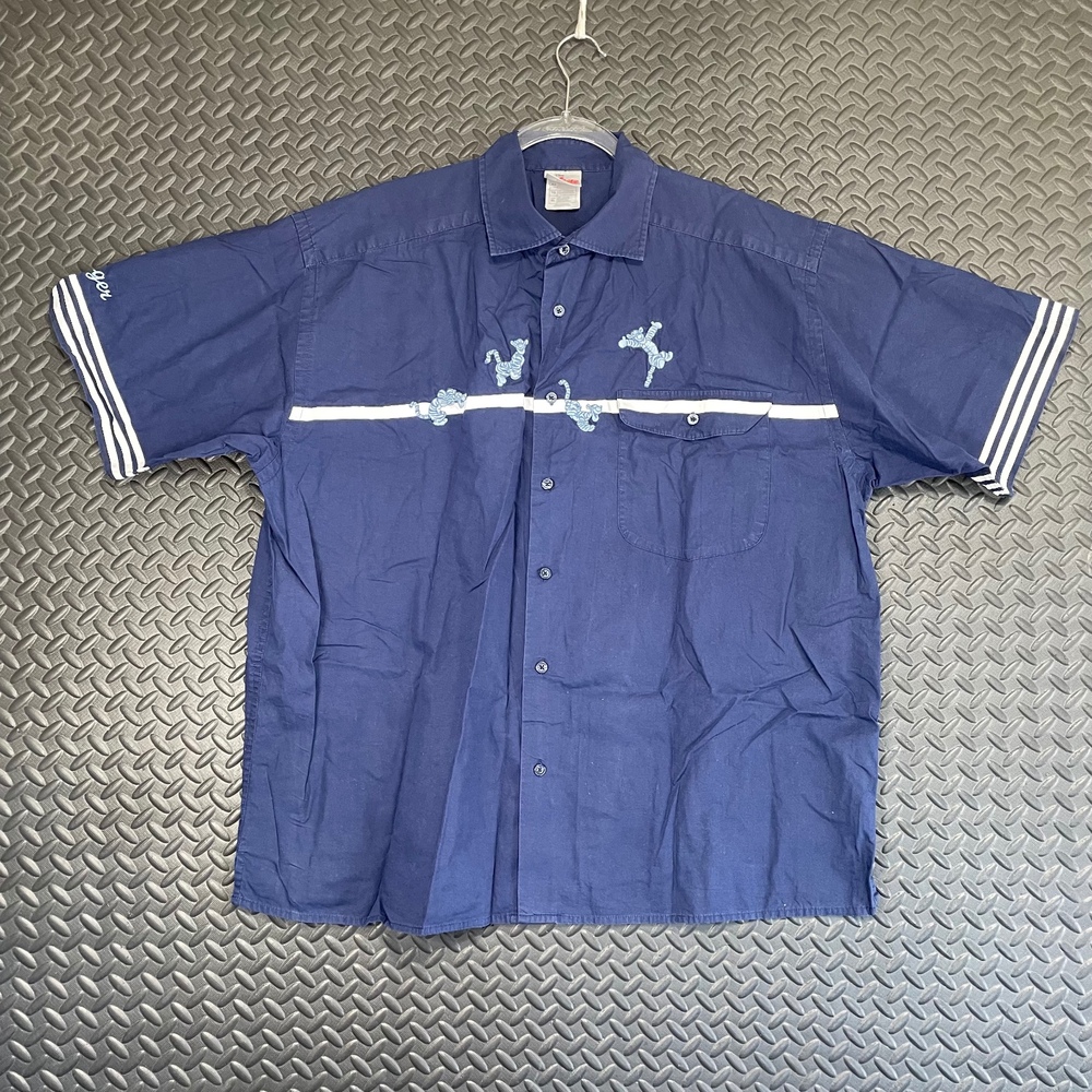 The Disney Store Tigger Navy Blue Button Up Vacation Shirt Men's Size‎ XL
